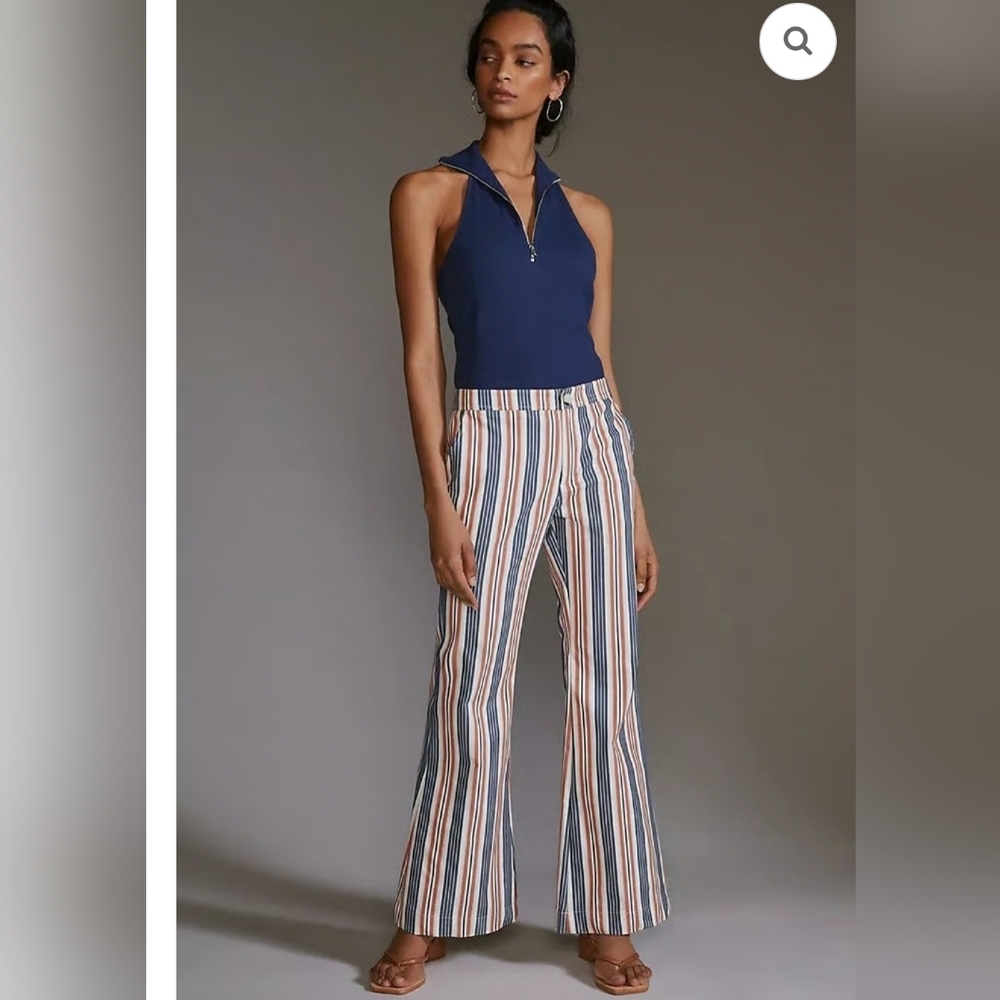 Anthropologie Low-Rise Striped Flare Pants